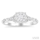 3/8 Ctw Round Lovebright Diamond Engagement Ring in 14K White Gold